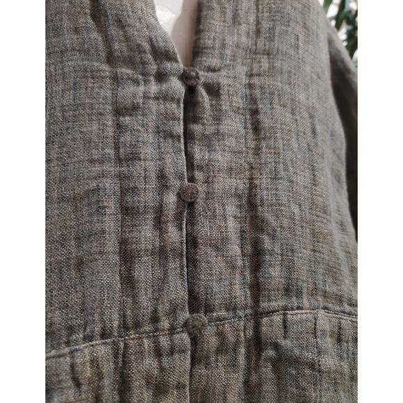 Eileen Fisher 100% Linen Blazer Jacket Womens Size L 3/4 Sleeve Lagenook Neutral - Picture 7 of 11